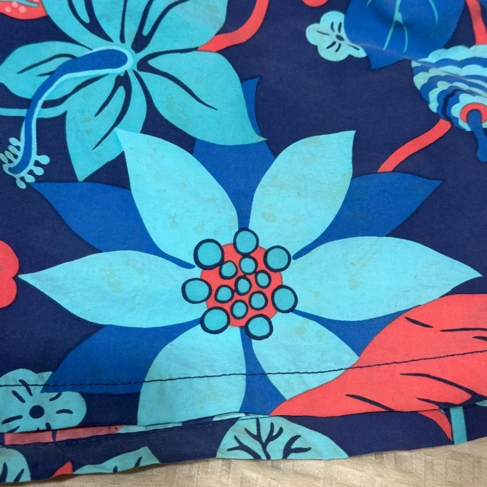 Reyn Spooner Blue and Pink Floral Swim Trunks